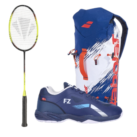 PACK : CARLTON 1500 THUNDER SHOW +  FZ FORZA BRACE V2 HOMME + BABOLAT SLING BLEU ET BLANC