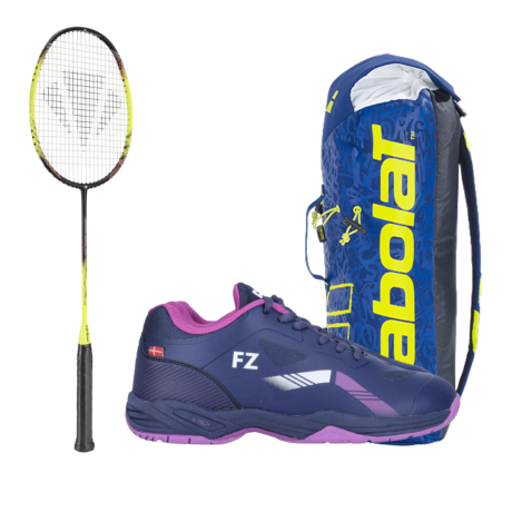 PACK : CARLTON 1500 THUNDER SHOW + FZ FORZA BRACE V2 FEMME + BABOLAT SLING BLEU ET JAUNE