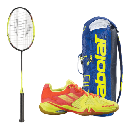 PACK : CARLTON 1500 THUNDER SHOW + BABOLAT SPIRIT JAUNE + BABOLAT SLING BLEU ET JAUNE