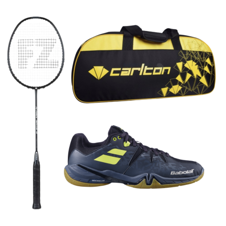 PACK : FZ FORZA IMPULSE 10 + BABOLAT SPIRIT NOIR ET JAUNE + CARLTON AIRBLADE